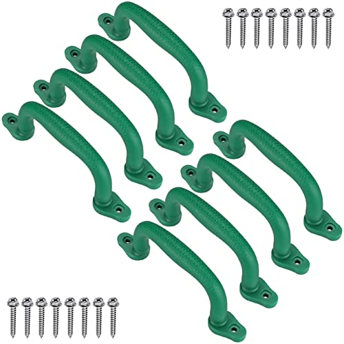Dolibest 8 Pack Climbing Handles, 18cm Non-slip Solid Playground Hand Grips Plastic Climbing Frame Grab for Swing Set/Playset/Playhouse/Play Park/Indoor Outdoor Monkey Bars/Treehouse/Bunk Bed, Green