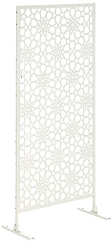 Outsunny Dekorativer Sichtschutz für den Außenbereich, weiß, Metallmuster, 92 x 45 x 198 cm