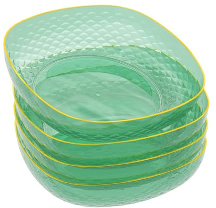 Zopnny Pasta Bowls Set of 4, Fruit Serving Basket, Food Grade Plastic Dishes, Decorative Pedestal Bowl(Stylish Designed Green)