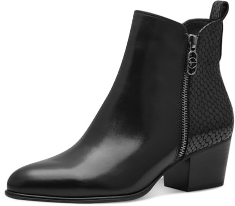 Tamaris Botines de Tacón para Mujer, Cómodos, Negro Estructura, 37 EU