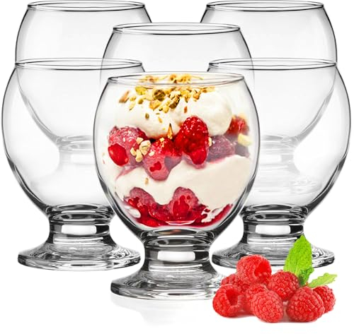 KONZEPT Eisschalen 280 ml, 6er Set Dessertgläser Glas, Eisbecher ideal für Sorbet, Dessert, Tiramisu, Pudding, Eis, Panna Cotta