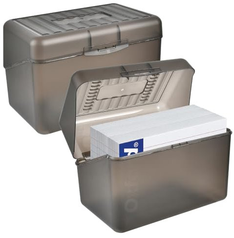 2 Pack 4 x 6 Inch Index Card Box, Flash Card Holder Box, 400 Cards Capacity