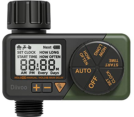 Diivoo Bewässerungscomputer, Bewässerungsuhr mit Regenverzögerung