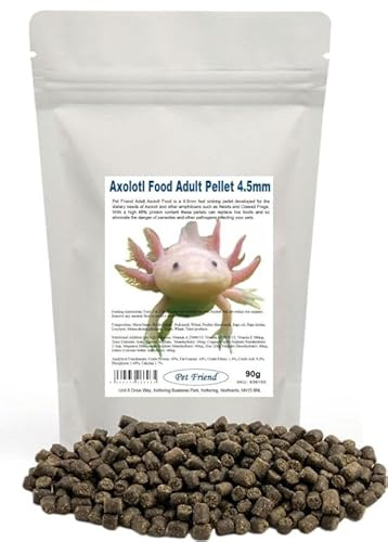 Pet Friend Axolotl Food Balance Pellet Diet for Adult Axolotl Tadpoles Clawed Frogs and other Amphibians 4.5mm Adult Pellet 90g