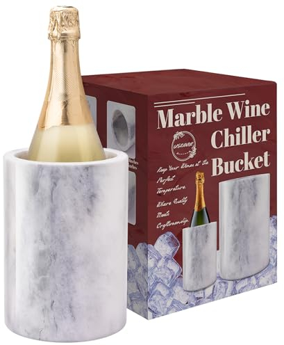 Marble Wine Bottle Chiller Bucket, Marble Wine and Champagne Cooler Chiller, Keep Wine and Beverages Cold, Ideal Gift for Wine Lovers, Holds Any 750ml Bottle