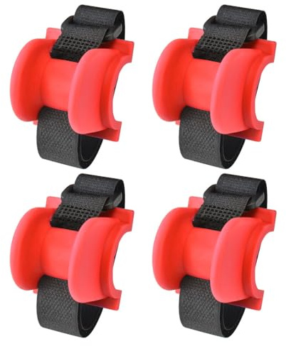 MiOYOOW Marine Rod Supports, 4PCS TPE Boat Rod Racks Flat /Curved Base Railing Pole Mounts, Hook & Loop Mounting, for Pier Railing Boat Handrail Fishing