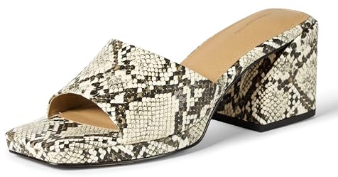 Amazon Essentials Platform Mule Sandals Femme, Fausse Peau de Serpent Grise, 38.5 EU