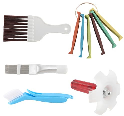 Focenat 5-in-1 Klimaanlage Lamellenkamm Set, Kondensator und Kühler Reinigung Werkzeug mit Bürsten und Fin Glätter, für Verdampfer, Heizkörper und Wärmepumpentrockner