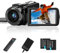 CAMKORY Videokamera 2.7K Camcorder 36MP 16X Digitalzoom IR-Nachtsicht 3.0'' Berühren Sie den IPS-Bildschirm Webcam Kamera für YouTube Tiktok mit 2 Batterien