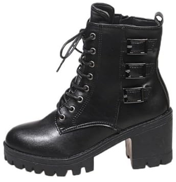 Stivaletti Donna con Pelliccia Stivali da Donna Eleganti Lunghi con Cerniera Laterale E Lacci Motivo Stampato metà Polpaccio Stivali Western per Stivaletti Gambale XXL