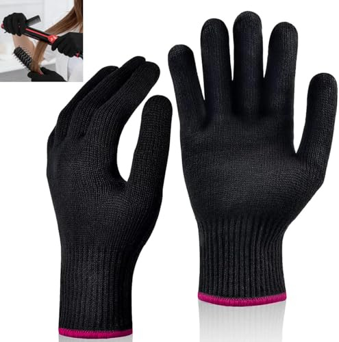 Sztqqing 2 st Professionella värmebeständiga handskar Streckbara värmesäkra handskar för hårstyling Locktång & permanentvåg (rosa)