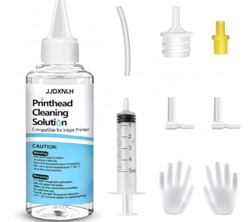 JJDXLH Printhead Cleaning Kit, Professional Strength Printer Head Cleaner for Inkjet Printers, Unclogging Fluid Compatible with Epson, HP, Canon, Brother, Includes Syringe & Accessories - 100ml