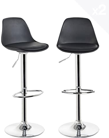 KAYELLES Lot de 2 tabourets de Bar réglables SIG Noir