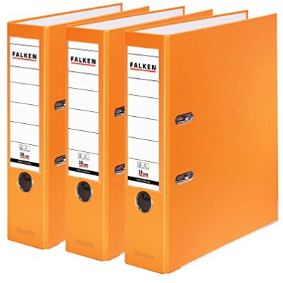 Falken 3er Pack PP-Color Kunststoff-Ordner. Made in Germany. 8 cm breit DIN A4 orange Vegan