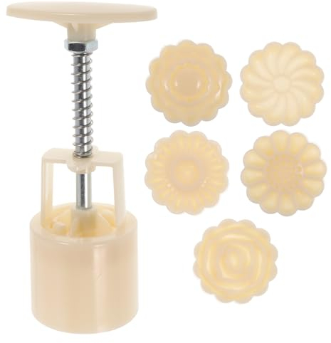 Healifty 1 Set 50G Stampo 3D Mooncake Fiori 3D Pressione della Mano Dessert Fondente Muffa della Torta della Luna con Francobolli per Accessori per La Cottura Fai da Te (Bianco)