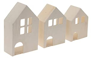 Stafil Miniaturhaus Holzhaus 3er-Set Beige für Erwachsene und ältere Kinder, Rustikal