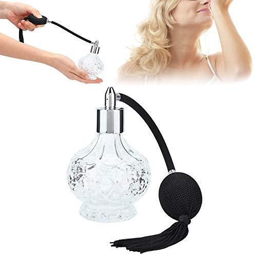 Nikou Refillable Perfume Atomizer, Vintage Glass Perfume Bottle Can Be Filled With Bulb Pump and Long Tassel, Empty Spray Bottle Atomizer 80ml