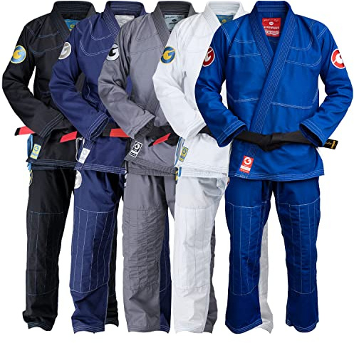 Gold BJJ Jiu Jitsu Gi - Ultra Lightweight Men's Aeroweave - Preshrunk Brazilian Jiu Jitsu Uniform for Men (Royal Blue, A2L)