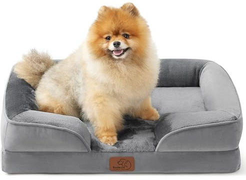 Bedsure Orthopedic Dog Beds for Small Dogs - Washable Small Dog Cat Bed Waterproof, Comfort Pet Couch Sofa with Washable Removable Cover, Pets Bed with Nonskid Bottom, Grey, 24