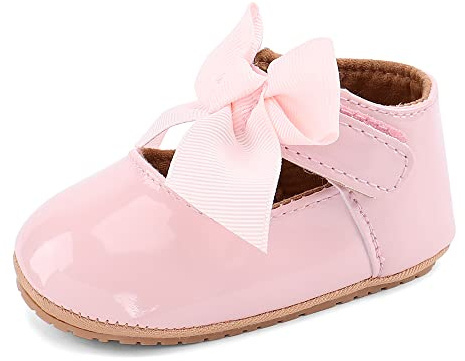 LACOFIA Zapatos Primeros Pasos Bebé Niña Calzado Bebé Bailarinas de Princesa Antideslizantes Bowknot Rosa 3-6 Meses