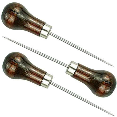 SZCXDKJ Lot de 3 alênes en forme de gourde avec manche en bois pour cuir