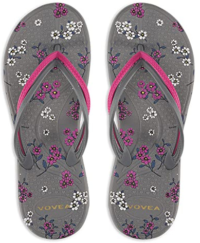 VOVEA Flip Flops For Women Non-Slip Bathroom Shower Shoes Cushion foam Indoor and Outdoor Sandals,Grey US 8