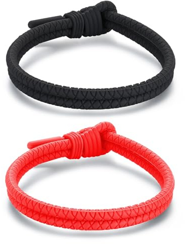 Metzm justerbart silikon nautisk surfare flätat rep armband för män kvinnor – vattentätt gummi sport par armband gåvor, Adult, Silikon, Ingen ädelsten