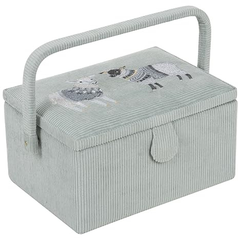 Hobby Gift Caja de almacenamiento de costura bordada mediana, bordada, 18,5 x 25,5 x 14,5 cm, pully lanudo