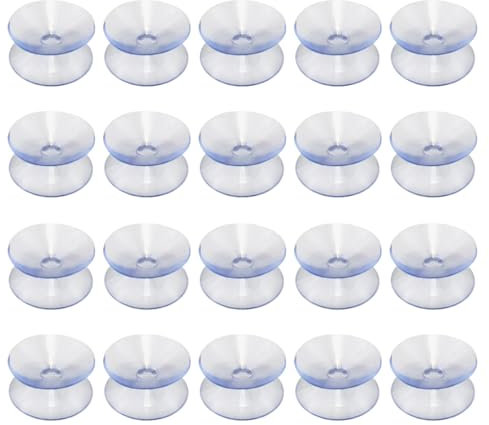 JAMAKALA Double Sided Suction Cups, 20Pcs Slip-Proof Double Sided Sucker Pads,Clear Plastic Suckers Table Glass Suckers for Glass Table (2 cm)