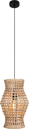 Lampadario Cesto in rattan intrecciato naturale Metallo nero Sala da pranzo soggiorno E27 Ø30 cm rotondo Moderno paralume a cestino luce accogliente Lampada a sospensione Boho