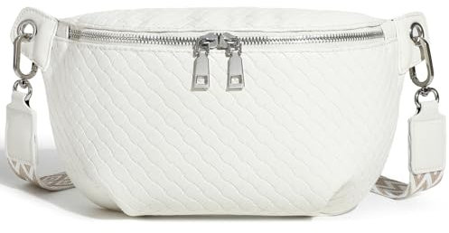 Travistar Crossbody Bag Damen Bauchtasche Veganes Leder Handtasche Umhängetasche Breiter Gurt Stylisch Gürteltasche Schultertasche Kleine Mit Kreditkartenfach Cremefarben