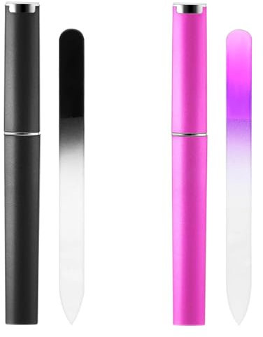2 Pcs Glass Nail Files with Case, Glass Nail File, Professional Crystal Nail File, Manicure Pedicure Tool Glass Nail Files for Natural Nails for Women Christmas Stocking Stuffers Gifts