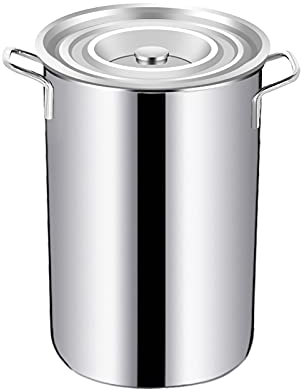Grytekanna med lock Stor kärlgryta, 304 rostfritt stål, Professionell säker fondgryta med lock, grönsaksgryta, lämplig för alla spisar, enfärgad-25 * 40cm(19L)
