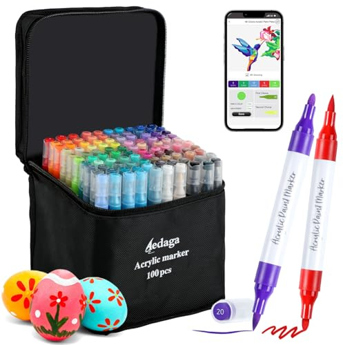 100 Colours Numbered Acrylic Paint Pens with Free App Acrylic Paint Markers