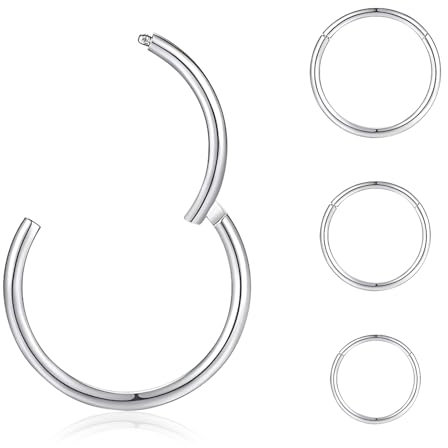 jagosen Nasenpiercing Ring Silber 4stk 18g Nasenring Nostril Septum Piercing Rings Set Chirurgenstahl Dünn Lippenpiercing Septum Clicker Knorpel Piercing Ohr Für Damen Männer 6mm/8mm/10mm/12mm