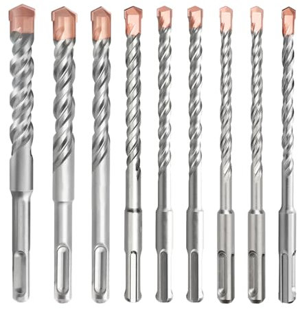 hsawbit 9-Piece SDS Plus Drill Bits(5mm-16mm), SDS Masonry Drill Bit Hammer Drill Bit for Concrete, Brick, Cement, Stone and Masonry