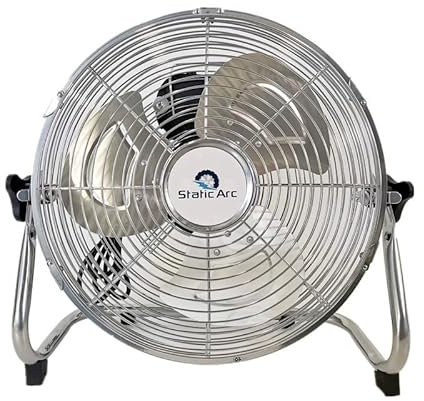 Static Arc 60W METAL CHROME FLOOR FAN 14 AIR COOLING STAND 3 SPEED HOME GYM 14in