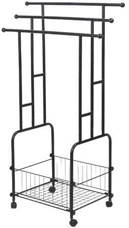 Yechiry Toalleros Baño, Escalera para Mantas de Pie Soporte para Mantas de Hierro 3 Niveles Estante Secado con Cesta de Almacenamiento 4 Ruedas Junto a Bañera o Ducha