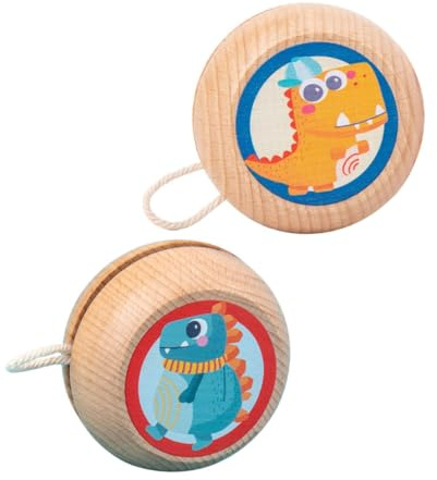 Alasum Giocattolo Yo-Yo in Legno per 2 Pezzi Yoyo Educativo Piccolo a Corda Portatile Gioco di Coordinazione Manuale per Regalo Creativo Divertente per Attività All’Aperto