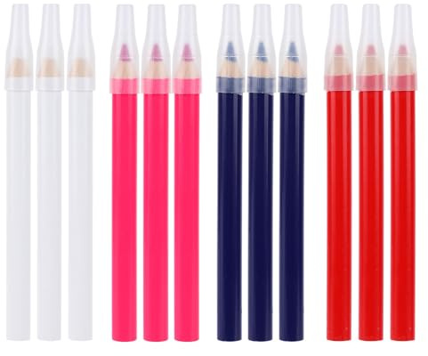 Lot de 12 Crayons pour Tissu, Craies de Tailleur Solubles Dans l'Eau Outils Marquage Lavables pour le Quilting la Couture le Travail du Bois et les Loisirs Créatifs (4 Couleurs)