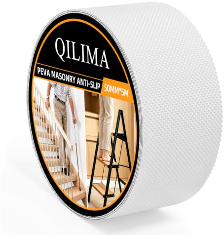 QILIMA halkskydd tejp transparent 5 cm x 5 m, premium grepptejp med förbättrad textur, ultratunn och vattentät halkfri tejp för säkert grepp, perfekt för trappor, verktygshandtag och sport