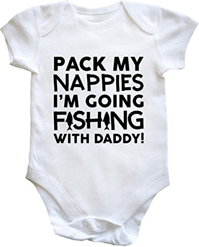 Hippowarehouse Pack my nappies I'm going fishing with daddy baby vest bodysuit (short sleeve) boys girls