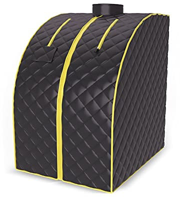 MiduoHu Sauna Pliable Cabine, Sauna Infrarouge Portable, plaques chauffantes en mica Pierre d'énergie multifonctionnelle Température et minuterie réglables (Color : Black, Size : Deluxe Version)
