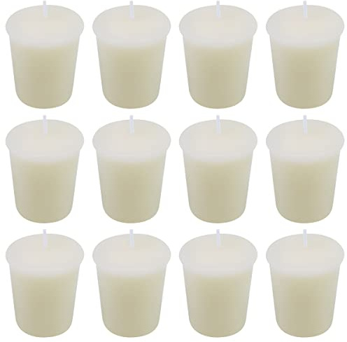 Ivory Votive Candles Bulk for Wedding Party Holiday and Home Decoration, 12 Packs 1.8oz Unscented Candles with 12 Hours Burn Time