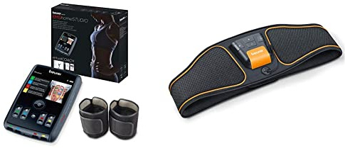 Beurer EM 95 EMS homeSTUDIO Muskelstimulationsgerät, High End EMS Trainingsgerät für zu Hause mit App und Virtual Coach, inklusive Manschetten und Elektroden & EM 37 Bauchmuskel-Gürtel, Schwarz, Norme