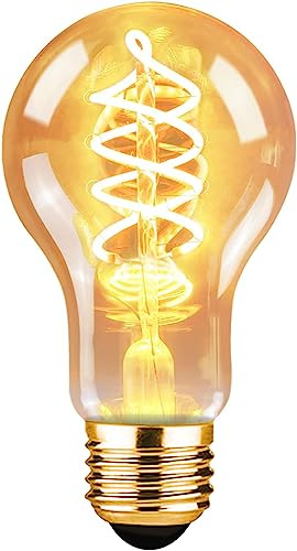 GBLY 1er pack LED Glühbirne E27 Vintage Lampe - A60 Warmweiß Filament Leuchtmittel 2200K Edison Retro Glühlampe 4W Dekorative Birne Antike Energiesparlampe Beleuchtung für Restaurant Haus Café