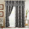 Elegant Comfort Vorhang-Set in Jacquard-Optik mit angenähtem Wasserfall-Volant, 137 x 213 cm, Grau/Silber