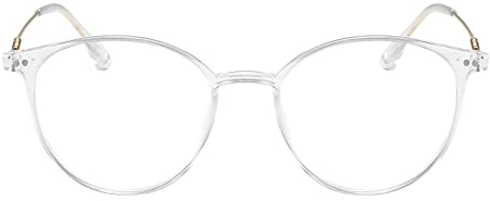 KAEOISFU Superleicht Oval Transparentem Rahmen Lesebrille 1,5 Damen Herren, Runden Blaulichtfilter Computerbrille Lesebrillen, Retro-Runde Computer Lesebrillen mit Sehstärke