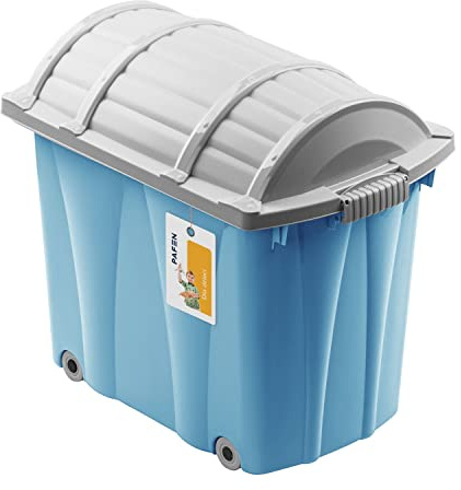 PAFEN Piraten Spielzeugkiste 62l mit Rollen - Schatzkiste 58 x 51 x 37,5cm - Spielzeugbehälter mit Deckel Aufbewahrungsbox für Kinder Ordnungsbox, Blue