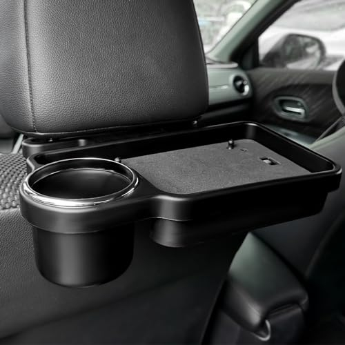 Twilight Garage Porte-gobelet multifonction pliable pour appuie-tête de voiture - Organiseur de dossier de siège arrière de voiture - Boîte de rangement pour tablette - Plateau de nourriture pour